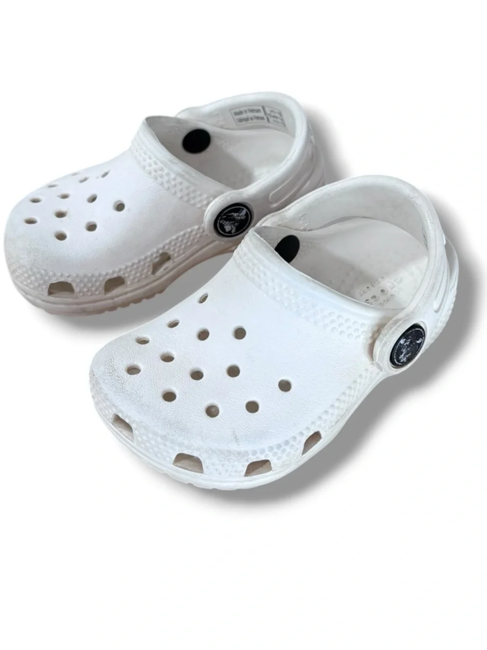 CROCS Kids White Classic Clogs with Heel Strap